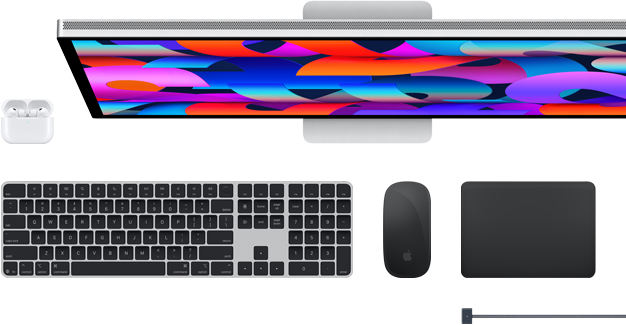 Mac accessories: AirPods, Studio Display, Magic Keyboard, Magic Mouse, Magic Trackpad, MagSafe charge cable