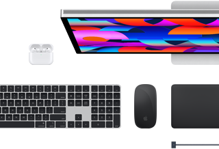 Mac accessories: AirPods, Studio Display, Magic Keyboard, Magic Mouse, Magic Trackpad, MagSafe charge cable