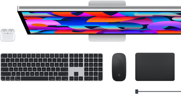 Mac accessories: AirPods, Studio Display, Magic Keyboard, Magic Mouse, Magic Trackpad, MagSafe charge cable