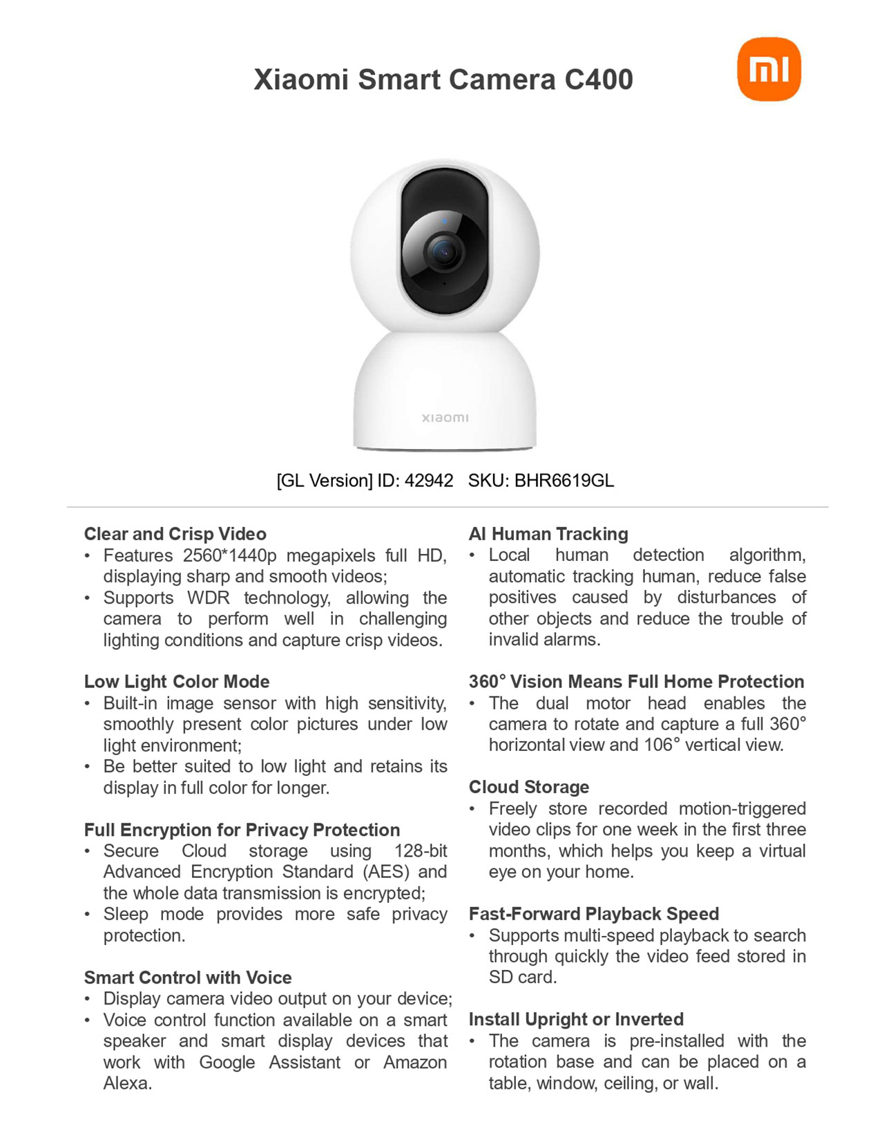 Xiaomi C400 Smart Camera 
