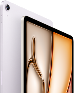 iPad Air, Purple colour, front exterior, back exterior, 12MP Wide back camera on top left corner