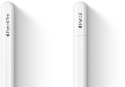 Apple Pencil Pro and Apple Pencil (USB-C) side by side