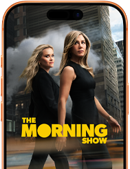 An iPhone 17 Pro front screen showing the Apple TV+ series the Morning Show