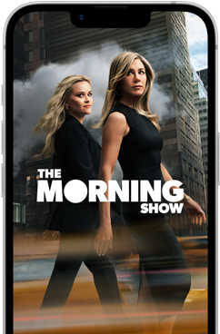 iPhone 17e front screen showing the Apple TV series The Morning Show