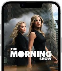 iPhone 17e front screen showing the Apple TV series The Morning Show