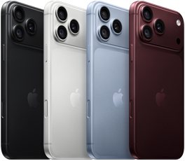 iPhone 18 Pro devices in a row, back exterior, all four colours: Black, Glacier, Silver, Burgundy, Pro Fusion camera system in top left corner, three lenses, microphone, flash