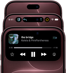 3 iPhone 18 Pro devices in Burgundy fanned out to show Dynamic Island in different modes: off, minimised, maximised
