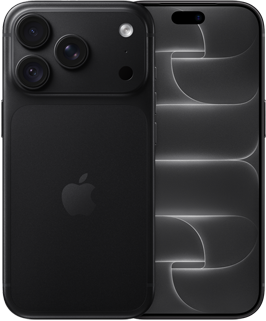 iPhone 18 Pro, back exterior, black colour, Pro Fusion camera system at top, Apple logo in centre, front exterior, all-screen design