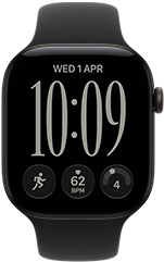 Apple Watch Series 12, aluminium case, black colour, Responsive Art watch face, Sport Band, black colour