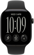 Apple Watch Series 12, aluminium case, black colour, Responsive Art watch face, Sport Band, black colour