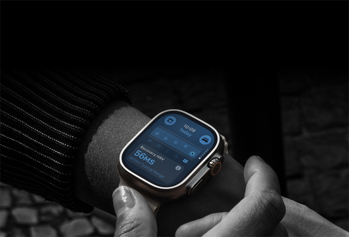 Person wearing Apple Watch Ultra 4 on wrist, Daytime Vitals slightly off