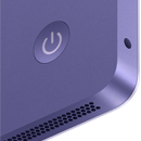 Backside view of iMac audio jack, speaker grill and power button