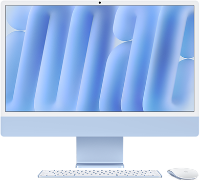 iMac, front exterior, blue color