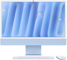 iMac, front exterior, blue color