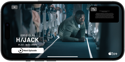 iPhone 15 playing Apple TV+ Hijack series