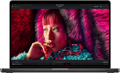 16-inch MacBook Pro screen displays a complex image showcasing the clarity of the Liquid Retina XDR display