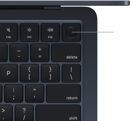 Touch ID sensor located in top right corner of MacBook Air keyboard