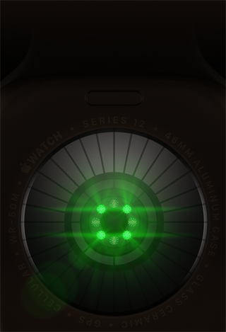 Health Sensing System with multiple round sensors with glowing green LED lights