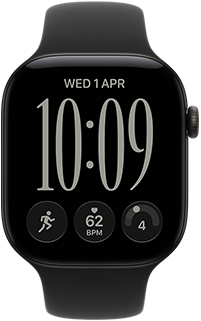 Apple Watch Series 12, aluminium case, black colour, Responsive Art watch face, Sport Band, black colour