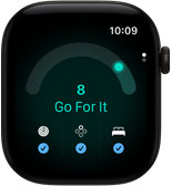 Apple Watch Series 12, aluminium case, black colour, readiness score of 8, right side exterior, Digital Crown