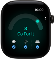 Apple Watch Series 12, aluminium case, black colour, readiness score of 8, right side exterior, Digital Crown