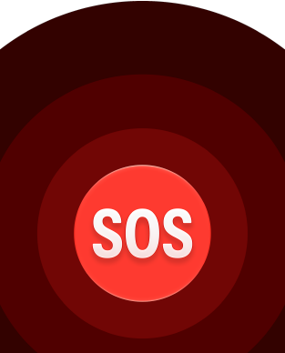 Emergency SOS icon, nested red circles with a white SOS in the middle