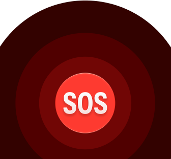 Emergency SOS icon, nested red circles with a white SOS in the middle