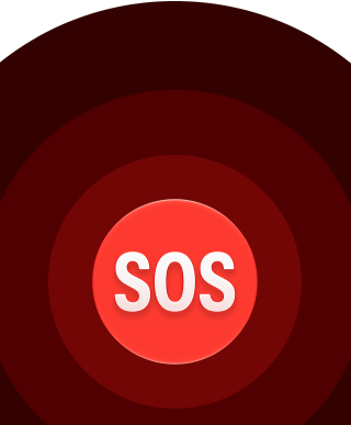 Emergency SOS icon, nested red circles with a white SOS in the middle