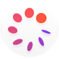 Cycle Tracking icon, a white circle with a ring of eight purple and orange discs inside
