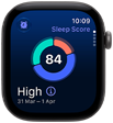Apple Watch Series 12, aluminium case, space grey colour, sleep score circle graph, right side exterior, Digital Crown