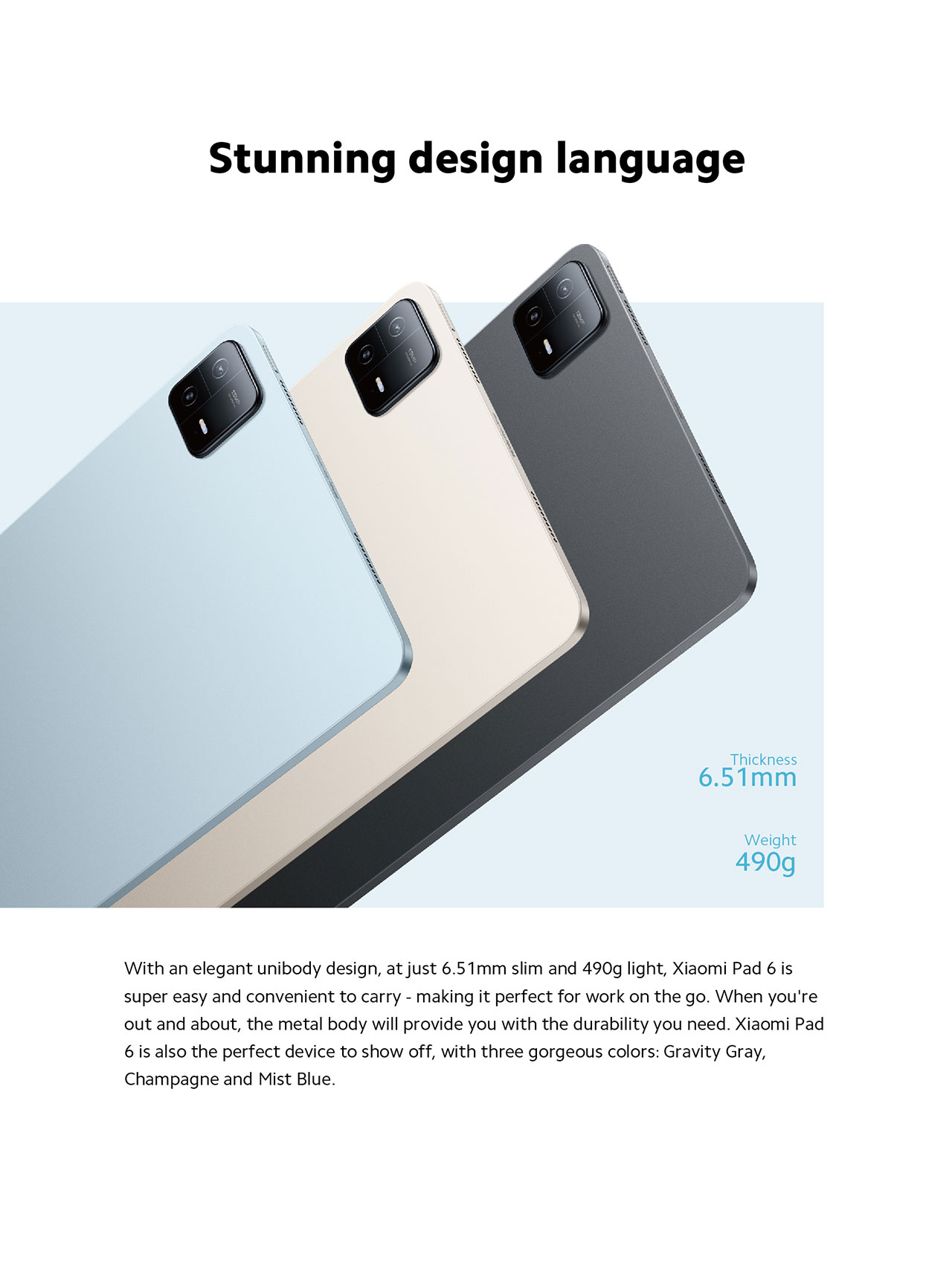 Tablet Xiaomi Pad 6 11 256GB, 8GB ram, cámara principal 13MP, frontal 8MP,  8840 mAh, Celeste - Coolbox